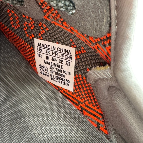 ADIDAS Yeezy Boost SPLY 350 V2 Grey Orange Cloth Sneakers 10.5 US Authenticated - Picture 8 of 10